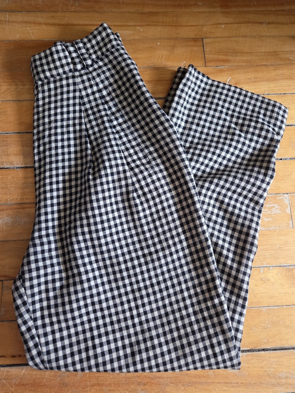Vintage Gingham Pleated Trousers